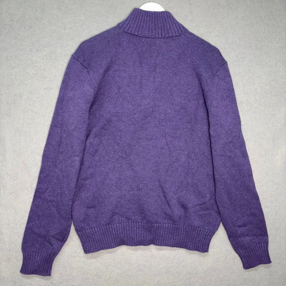 Polo‎ Ralph Lauren Sweater Mens Medium Purple Cotton 1/4 Zip Mock Neck Pullover